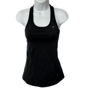 Nike Dri Fit Tank Top Womens XS Racerback Built In Bra Black Running Yoga
